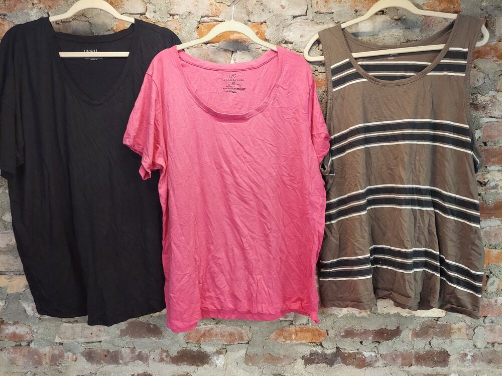 Womens Plus Size 2X Tops Lot Short Sleeve Tank Long Sleeve Pink Black Brown Red